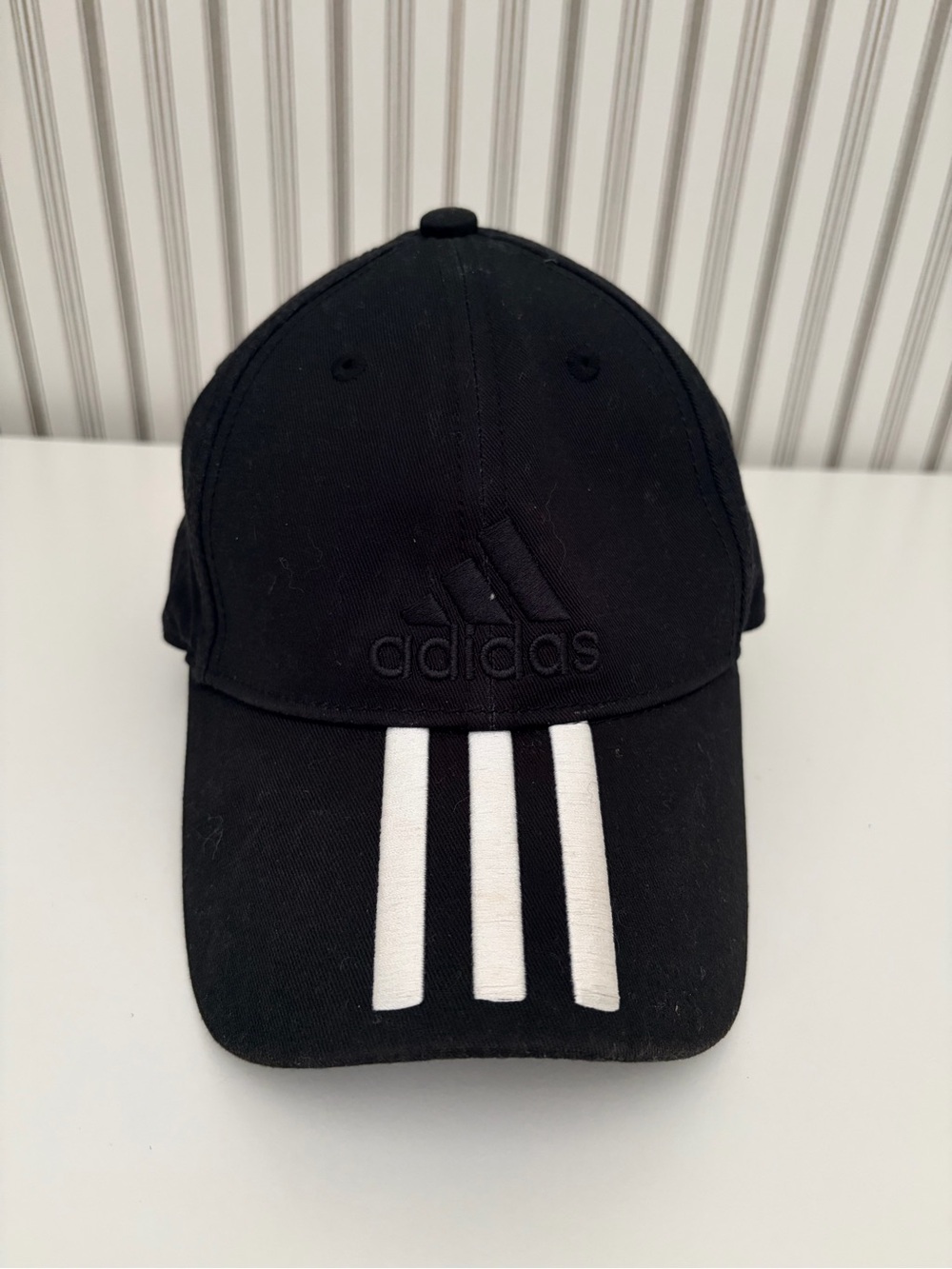 adidas Kids Black Cap with White Three-Stripe Detail